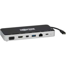 Tripp Lite USB C Docking Station Hub Triple Display 4K HDMI VGA USB A/C Gbe, for Notebook/Tablet PC, 60 W, USB Type C, Network (RJ-45)