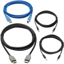 Tripp Lite HDMI KVM Cable Kit for Tripp Lite B005-HUA2-K and B005-HUA4 KVM, 4K HDMI, USB 3.1 Gen 1, 3.5 mm, 10 ft., Tripp Lite P568-010-2A HDMI cable (M/M), 10 ft., U322-010 USB-A to USB-B cable (M/M), 10 ft., (2) P312-010 3.5 mm audio cables (M/M), 10 ft