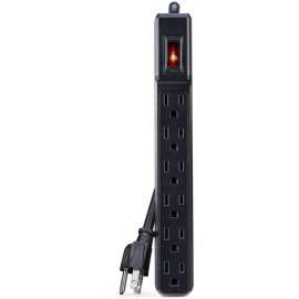 CyberPower GS608B Power Strips 6 Outlet Power Strip - 8 ft, NEMA 5-15P Plug Type, Straight Plug Style, 15 Amp, Black, 1YR Warranty