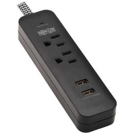 Tripp Lite Surge Protector Power Strip 2-Outlet with 2 USB Ports 2.1A 6ft Cord, 2 x NEMA 5-15/20R, 2 x USB, 1800 VA, 450 J, 120 V AC Input