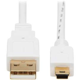 Tripp Lite Safe-IT USB-A to USB Mini-B Antibacterial Cable (M/M), USB 2.0, White, 6 ft. - 6 ft Mini USB/USB Data Transfer Cable for Computer, Notebook, Multimedia Device, Digital Camera, Smartphone, Peripheral Device, MP3 Player, Hub - First End: 1