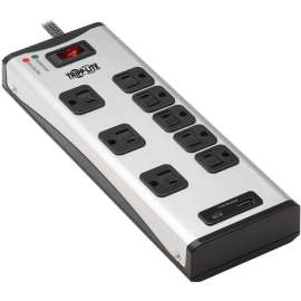 Tripp Lite Surge Protector Power Strip 8-Outlet Metal with USB-A & USB C Charging, 8 x NEMA 5-15R, 2 x USB, 1800 VA, 2100 J, 120 V AC Input