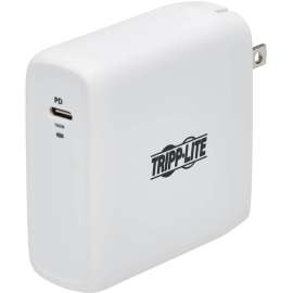 Tripp Lite USB C Wall Charger 1-Port Compact Gan Technology 100W PD 3.0, 120 V AC, 230 V AC Input, 5 V DC/5 A, 9 V DC, 15 V DC, 20 V DC Output, White