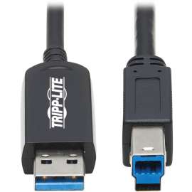 Tripp Lite USB 3.2 Gen 1 Plenum-Rated Fiber Active Optical Cable (AOC), 5 Gbps, (A to B M/M), Black, 30 m, 98.43 ft Fiber Optic Data Transfer Cable for Printer, Scanner, Desktop Computer, Notebook, External Hard Drive, PC, Tablet, Peripheral Device, First