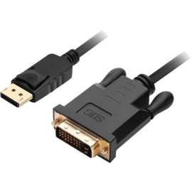 SIIG DisplayPort to DVI 6ft Cable, 6 ft DisplayPort/DVI-D Video Cable for Monitor, HDTV, PC, Video Device, First End: 1 x 20-pin DisplayPort Digital Audio/Video, Male, Second End: 1 x 25-pin DVI-D (Single-Link) Digital Video