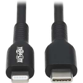 Tripp Lite USB C to Lightning Sync/Charge Cable (M/M), MFi Certified, Black, USB Type C 3 m (9.8 ft.) - 9.84 ft Lightning/USB-C Data Transfer Cable for iPad, iPod, iPhone, MacBook, Chromebook, Wall Charger, Car Charger, Ultrabook, Computer, Power Ad