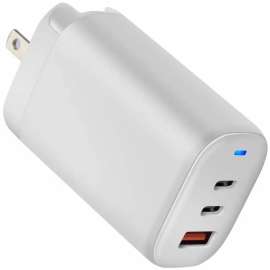 4XEM 65W 2x USB-C and 1x USB-A Charger - 1 Pack - 65 W - 120 V AC, 230 V AC Input - 3.3 V DC/3.25 A, 5 V DC, 9 V DC, 12 V DC, 15 V DC, 20 V DC Output - White