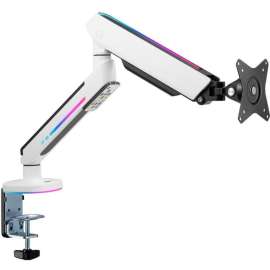 SIIG Premium Single Monitor Arm Desk Mount with Gaming RGB Lighting - Full-motion Universal Fit for 17" to 34" Flat and Curved Monitors - VESA 75x75 / 100x100mm / Weight up to 19.8 lbs - Built-in RGB Lights for Day & Night with 179 lighting modes /