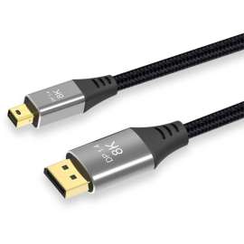 4XEM 1M 8K and 4K Mini DisplayPort to DisplayPort Cable, 3.28 ft DisplayPort/Mini DisplayPort A/V Cable for Notebook, Audio/Video Device, Home Theater System, Monitor, Display Screen, First End: 1 x Mini DisplayPort 1.4a Digital Audio/Video, Male, Second 