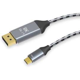 4XEM 8K/4K 1M USB-C to DisplayPort Braided Cable, 3.28 ft DisplayPort/USB-C A/V Cable for Audio/Video Device, Display Screen, Chromebook, Mobile Phone, Gaming Console, Notebook, Home Theater System, First End: 1 x DisplayPort 1.4a Digital Audio/Video, Mal