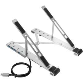 Targus Portable Stand with Integrated USB-A Hub, Up to 15.6" Screen Support, Aluminum, Silver