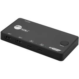 SIIG 2x1 USB-C 4K Video KVM Switch, Allows you to control 2 USB-C 4K computers using one keyboard and mouse, Compact UHD Desktop KVM Switch w/USB Type-C Cables, Bus Powered MacBook ThinkPad, 2 Port UHD Compact USB C KVM Switch