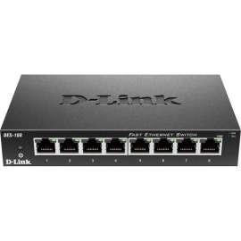 D-Link DES-108 8-Port 10/100 Unmanaged Metal Desktop Switch, 8-Port 10/100 Unmanaged Metal Desktop Switch