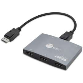 SIIG 1x3 DisplayPort 1.4 to DisplayPort MST Splitter, DP 1.4 MST Video Splitter Hub, Triple DP outputs, Connect up to three DisplayPort displays to single DisplayPort 1.4 output with Multi-Stream Transport (MST), 32.4Gbps, no driver required, Dual 4K@60Hz