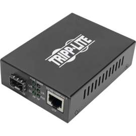 Tripp Lite Gigabit SFP Fiber to Ethernet Media Converter, POE+, International Power Cables, 10/100/1000 Mbps - 1 x Network (RJ-45) - Single-mode, Multi-mode - Gigabit Ethernet - 10/100/1000Base-T, 1000Base-X - 1 x Expansion Slots - SFP (mini-GBIC)