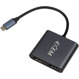 4XEM's 2-Port USB-C to DisplayPort 8K Dual 4K MST Multi-Monitor Hub, USB C to DP 1.4a A/V Cable for Monitor, Gaming System, Home Theater System, Display Screen, Audio/Video Device, First End: 1 x USB Type C Digital Audio/Video, Male, Second End: 2 x Displ