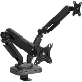 SIIG Full function Dual 4K Hybrid Video Docking Station & PD with Gas Spring Monitor Desk Arm Mount, 17" to 32", Unique combo design -gives you dual-display visuals with optimal ergonomic positioning, dual DP/HDMI 4K@60Hz displays, USB-A/C 10Gbps