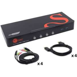 SIIG 4-Port DisplayPort 1.4 8K MST Dual Head KVM Console Switch, 4-Port DisplayPort 1.4 8K MST Dual Head KVM Console Switch allows you to control 4 DP 8K computers using one keyboard and mouse and support to separate for dual head 4K60Hz DisplayPort via M
