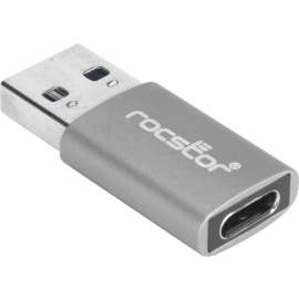 Rocstor Premium USB-A to USB-C Connector Adapter - M/F- Aluminum Grey - Rocstor Premium (5-Pack) USB 3.0 to USB C Slim Aluminum Space Gray Adapter - USB Type-C - 1 x Type 1 x USB 3.0 Type Male - 1 x Type C Female USB - Aluminum Case - USB 3.0 HI-SPE