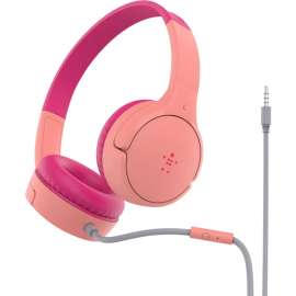 Belkin Mobile Belkin SoundForm Mini Wired On-Ear Headphones for Kids - Stereo - Mini-phone (3.5mm) - Wired - On-ear, Over-the-head - Binaural - Ear-cup - Pink
