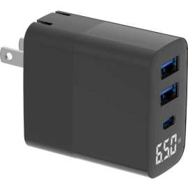 4XEM 30W Wall Charger Triple Output w/ display, Black, 1 Pack, 30 W, 120 V AC, 230 V AC Input