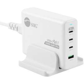 SIIG 240W GaN PD 3.1 Charger - 3C1A - Portable USB Type-C Charger - Maximum 240W output totally - USB C1 up to 140W / USB C2/C3 up to 100W / USB-A up to 30W - Powerfull 4-Port high-power charger with three USB-C Ports/Compatible with PD 3.1 or PD 3.