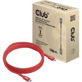 Club 3D USB-C Data Transfer/Power Cable - 9.84 ft USB-C Data Transfer/Power Cable for Notebook, Tablet, Phone, Peripheral Device, Charger, Smartphone - First End: 1 x USB 2.0 Type C - Male - Second End: 1 x USB 2.0 Type C - Male - 480 Mbit/s - Orang