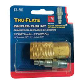 Tru-Flate Brass/Steel Air Coupler and Plug Set 1/4 in. Female 1 pc