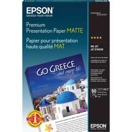 Epson Premium Matte Inkjet Presentation Paper, 97 Brightness, 94% Opacity, A3, 11 45/64" x 16 1/2"