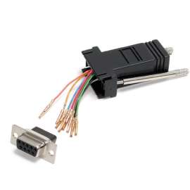 StarTech.com DB9 to RJ45 Modular Serial Adapter, Black, 1 Pack, 1 x DB-9 Female, 1 x RJ-45 Female