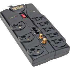 Protect It! Surge Protector, 8 Outlets, 8 ft. Cord, 2160 Joules, RJ11, Dark Gray