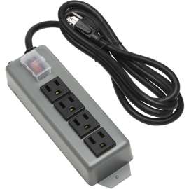 Tripp Lite Waber Industrial Power Strip 4 outlet 6' Cord Locking Switch Cover, NEMA 5-15P, 4 NEMA 5-15R, 6ft Input