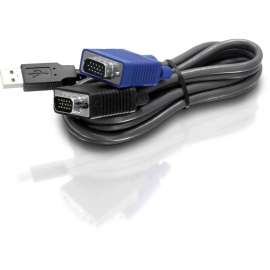 TRENDnet 2-in-1 USB VGA KVM Cable, TK-CU10, VGA/SVGA HDB 15-Pin Male to Male, USB 1.1 Type A, 10 Feet (3.1m), Connect Computers with VGA and USB Ports, USB Keyboard/Mouse Cable & Monitor Cable, 10-feet USB KVM cable for TK-803R/1603R