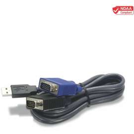 TRENDnet 2-in-1 USB VGA KVM Cable, 1.83m (6 Feet), VGA-SVGA HDB 15-Pin Male to Male, USB 1.1 Type A, Connect Computers with VGA And USB Ports, USB Keyboard-Mouse Cable & Monitor Cable, Black, TK-CU06, 6-feet USB KVM cable for TK-803R/1603R