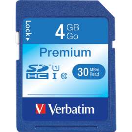 Verbatim 4GB Premium SDHC Memory Card, UHS-I U1 Class 10, 4GB