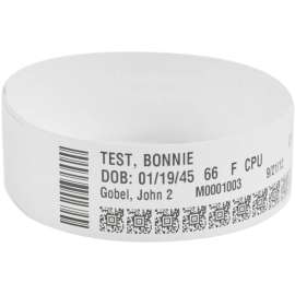 Zebra Technologies Zebra Wristband Polypropylene 1 x 11in Direct Thermal Zebra Z-Band Direct 1 in core, 1" Width x 11" Length, Permanent Adhesive, Rectangle, Direct Thermal
