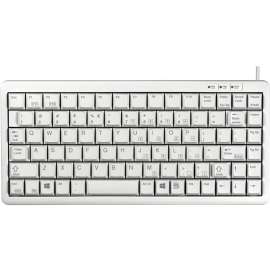 CHERRY G84-4100 Ultraslim Light Gray Wired Keyboard, Compact, 83 position Key Layout, NoCompact with 'Windows keys', Includes USB and PS/2 Connectors, Mechanical Keyswitches, Laser Etched Keys, TAA Compliant compliant