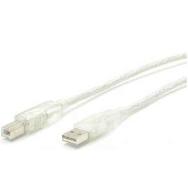 StarTech.com Transparent USB 2.0 cable, 4 pin USB Type A (M), 4 pin USB Type B (M), 10 ft, Type A Male