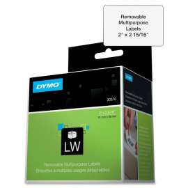 Dymo Removable Multipurpose LabelWriter Labels, 2" x 2 11/32" Length, White, 250 / Roll, 250 Box