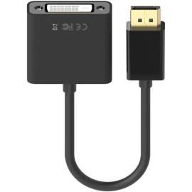 Belkin DisplayPort to DVI Adapter, M/F, 1080p, DisplayPort/DVI Video Cable Adapter for Video Device, Computer, Monitor, Projector, HDTV, Notebook, Tablet, First End: 1 x 20-pin DisplayPort Digital Audio/Video, Male, Second End: 1 x 24-pin DVI Digital Vide