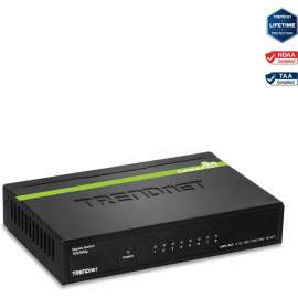 TRENDnet 8-Port Unmanaged Gigabit GREENnet Desktop Metal Switch, Fanless, 16Gbps Switching Capacity, Plug & Play, Network Ethernet Switch, Lifetime Protection, Black, TEG-S80G, 8-port Gigabit GREENnet Switch (Metal)