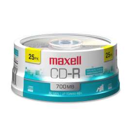 Maxell CD Recordable Media, CD-R, 48x, 700 MB, 25 Pack Spindle