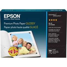 Epson Premium Inkjet Photo Paper, White, 92 Brightness, 97% Opacity, 4" x 6"