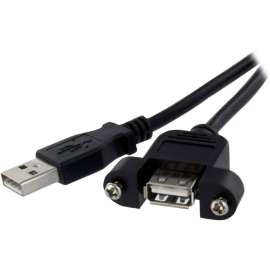 StarTech.com 1 ft Panel Mount USB Cable A to A, F/M, Add an external panel mount USB connection to a PC or faceplate, USB Female to Male Cable, Panel Mount USB Cable