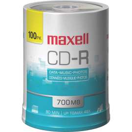Maxell CD Recordable Media, CD-R, 48x, 700 MB, 100 Pack Spindle