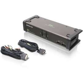 IOGEAR GCS1102 DVI KVM Switch, 2 x 1, 2 x DVI-I Video, 2 x Microphone, 2 x Audio, 2 x Type B USB