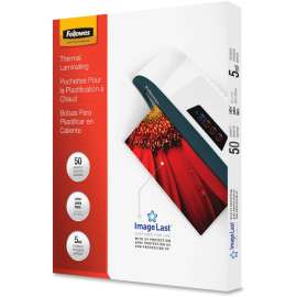 Fellowes ImageLast Jam-Free Thermal Laminating Pouches, Sheet Size Supported: Letter, Laminating Pouch/Sheet Size: 9" Width x 5 mil Thickness, Type G, Glossy