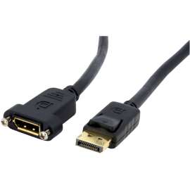 StarTech.com 3ft (1m) Panel Mount DisplayPort Cable, 4K x 2K Video, DisplayPort 1.2 Extension Cable Male to Female, DP Extender Cord, 3ft Panel mount DisplayPort cable (male to female); 4K x 2K video (3840x2400p 60Hz); DP 1.2/21.6 Gbps/HBR2/8Ch Audio, Dis