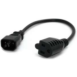 StarTech.com 1ft (0.3m) Power Extension Cord, IEC C14 to NEMA 5-15R, 10A 125V, 18AWG, Black, Outlet Extension Cable for Power Supplies, AC power extension cable 1ft (0.3m) 18AWG power supply extension cable IEC 60320 C14 to NEMA 5-15R; 125V at 10A; UL lis