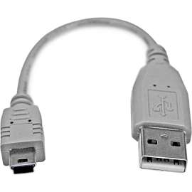 StarTech.com 6in Mini USB 2.0 Cable, A to Mini B, Type A Male USB, Mini Type B Male USB, 6